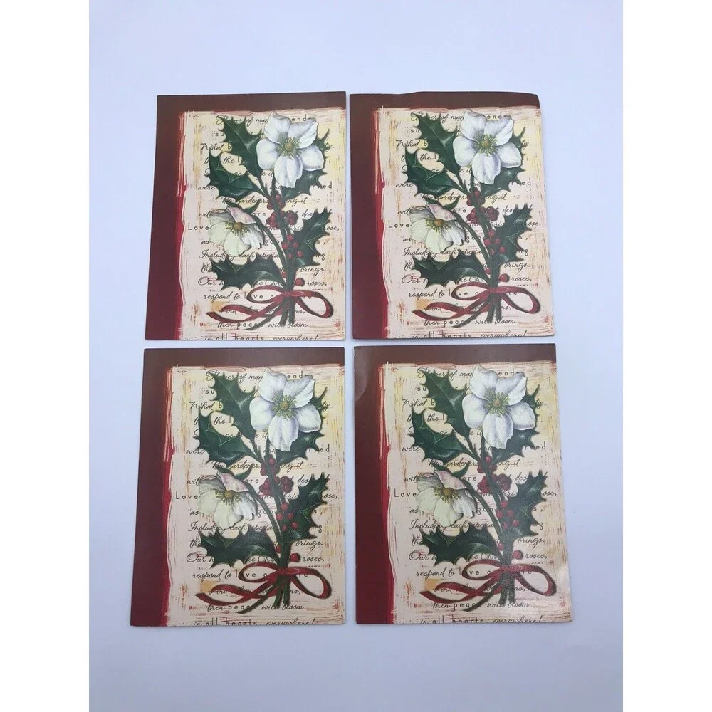Vintage Plus Mark Christmas Symbols Cards/Envelopes Set of 4